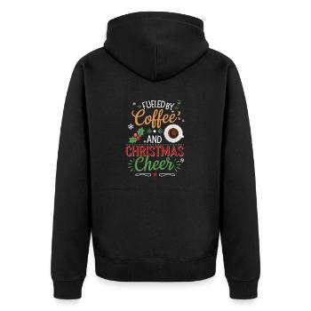 Fueled By Coffee And Christmas Cheer - Unisex Premium Organic Zip Hoodie - black - Back - Nico (187cm)