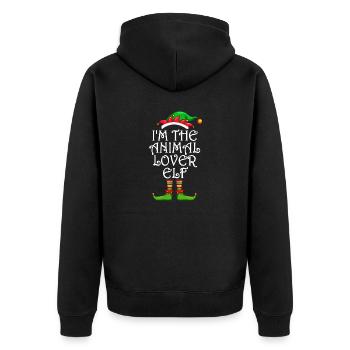 I'm The Animal Lover Elf Matching Family Christmas - Unisex Premium Organic Zip Hoodie - black - Back - Nico (187cm)