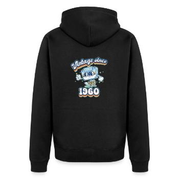 65 ans Vintage 1960 Cassette Rétro - Veste à capuche bio Premium Unisexe - noir - Dos - Nico (187cm)
