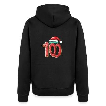 100 Number Christmas Biscuit - Unisex Premium Organic Zip Hoodie - black - Back - Nico (187cm)