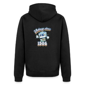 1986 Vintage Cassette Cassette Millennial 39ème - Veste à capuche bio Premium Unisexe - noir - Dos - Nico (187cm)