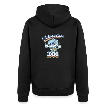 Vintage Depuis 1990 Classique Rétro 35ème Anniversaire - Veste à capuche bio Premium Unisexe - noir - Dos - Nico (187cm)