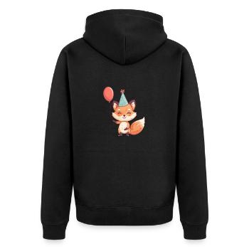Fuchs Geburtstag Comic - Unisex Premium Bio Zip Hoodie - Schwarz - Hinten - Nico (187cm)