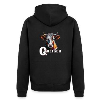 KUH Q-TREIBER - Unisex Premium Bio Zip Hoodie - Schwarz - Hinten - Nico (187cm)