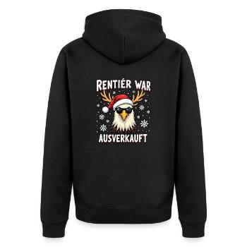 Rentier war ausverkauft Adler - Unisex Premium Bio Zip Hoodie - Schwarz - Hinten - Nico (187cm)