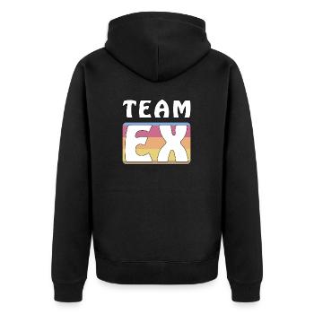 TEAM EX - Unisex Premium Bio Zip Hoodie - Schwarz - Hinten - Nico (187cm)