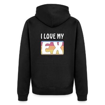 I LOVE MY EX - Unisex Premium Bio Zip Hoodie - Schwarz - Hinten - Nico (187cm)