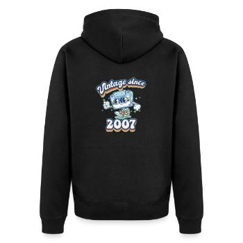 Vintage 2007 Cassette Cassette Souvenirs 18ème Anniversaire - Veste à capuche bio Premium Unisexe - noir - Dos - Nico (187cm)