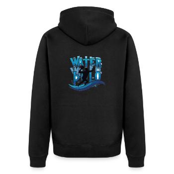Water Polo Wasserpolo Wasserball Ballsport - Unisex Premium Bio Zip Hoodie - Schwarz - Hinten - Nico (187cm)