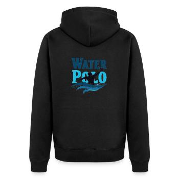 Water Polo Wasserpolo Wasserball Ballsport - Unisex Premium Bio Zip Hoodie - Schwarz - Hinten - Nico (187cm)