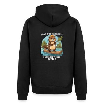STAND UP PADDLING I LIKE NOTHING BETTER - Unisex Premium Organic Zip Hoodie - black - Back - Nico (187cm)