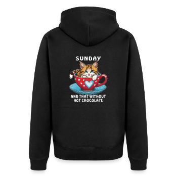 SUNDAY AND THAT WITHOUT HOT CHOCOLATE - Unisex Premium Organic Zip Hoodie - black - Back - Nico (187cm)