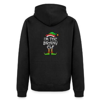 I'm The Brainy Elf Shirt Matching Family Christmas - Unisex Premium Organic Zip Hoodie - black - Back - Nico (187cm)
