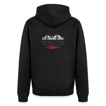 Pont Brooklyn Vibes, New York, New York - Veste à capuche bio Premium Unisexe - noir - Dos - Nico (187cm)