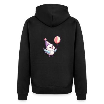 Taube Vogel Geburtstag Comic Niedlich - Unisex Premium Bio Zip Hoodie - Schwarz - Hinten - Nico (187cm)