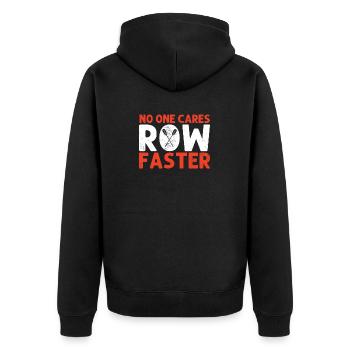Niemand kümmert sich um lustige Ruderbootrennen Steuermann - Unisex Premium Bio Zip Hoodie - Schwarz - Hinten - Nico (187cm)