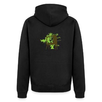 Old TV and tree, Got the whole world - Unisex Premium Organic Zip Hoodie - black - Back - Nico (187cm)