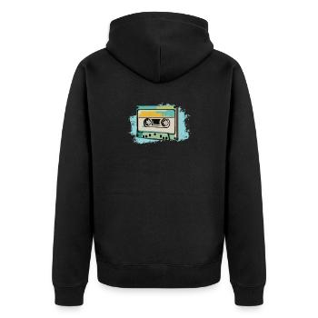 Oldschool Tape Kassette Vintage Mixtape Retro - Unisex Premium Bio Zip Hoodie - Schwarz - Hinten - Nico (187cm)