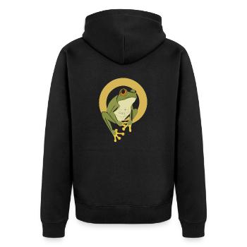 Frog, favorite animal swamp lake pond, tadpole - Unisex Premium Organic Zip Hoodie - black - Back - Nico (187cm)