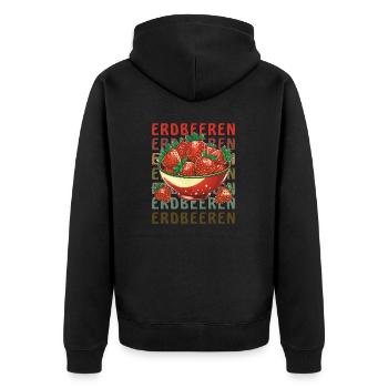 STRAWBERRIES - Unisex Premium Organic Zip Hoodie - black - Back - Nico (187cm)
