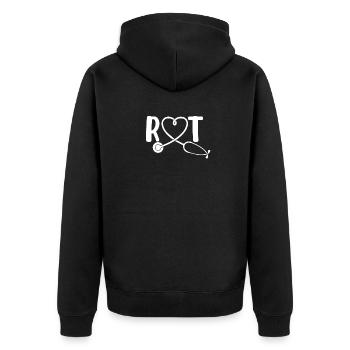 RT Lustiger Atemtherapeut Lungen - Unisex Premium Bio Zip Hoodie - Schwarz - Hinten - Nico (187cm)