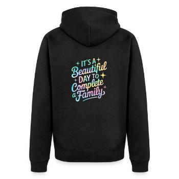 C’est une belle journée pour réaliser un tie-dye familial - Veste à capuche bio Premium Unisexe - noir - Dos - Nico (187cm)