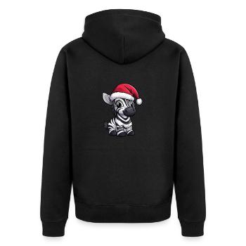 Zebra Weihnachten - Unisex Premium Bio Zip Hoodie - Schwarz - Hinten - Nico (187cm)