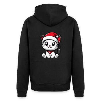 Cat Christmas - Unisex Premium Organic Zip Hoodie - black - Back - Nico (187cm)