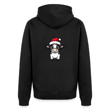 Kuh Weihnachten - Unisex Premium Bio Zip Hoodie - Schwarz - Hinten - Nico (187cm)