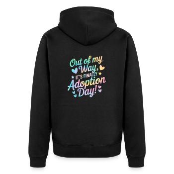 Aus dem Weg, es ist endlich Adoptionstag Batik Dye - Unisex Premium Bio Zip Hoodie - Schwarz - Hinten - Nico (187cm)
