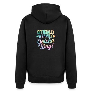 Officially A Family Gotcha Day Tie Dye Adoption - Unisex Premium Organic Zip Hoodie - black - Back - Nico (187cm)