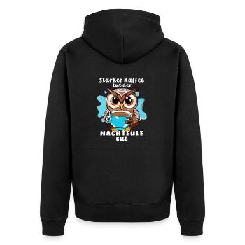 LE CAFÉ FORT OWL EST BON POUR LES NOCTAMBULES - Veste à capuche bio Premium Unisexe - noir - Dos - Nico (187cm)