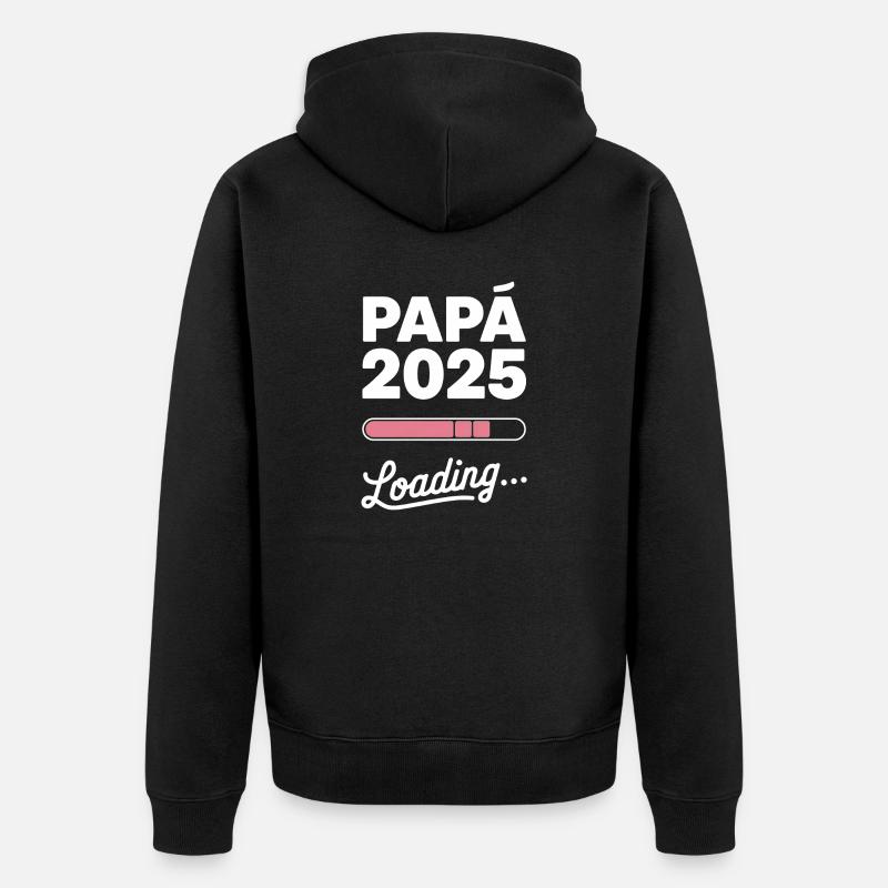Neues Papa-Geschenk 2025 Loading - Unisex Premium Bio Zip Hoodie - Schwarz