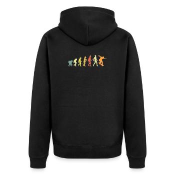 Skating Evolution Retro Skate Lustiges Skateboarden - Unisex Premium Bio Zip Hoodie - Schwarz - Hinten - Nico (187cm)