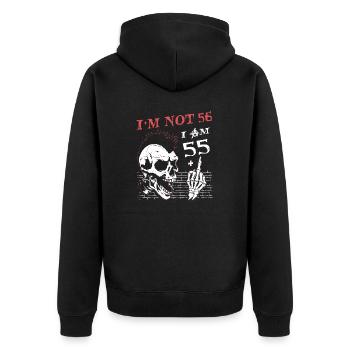 J’ai 55 ans et majeur - 56e anniversaire - Veste à capuche bio Premium Unisexe - noir - Dos - Nico (187cm)
