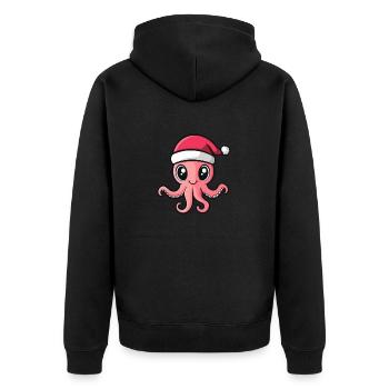 Oktopus Weihnachten - Unisex Premium Bio Zip Hoodie - Schwarz - Hinten - Nico (187cm)