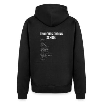 Gedanken während der Schule - Unisex Premium Bio Zip Hoodie - Schwarz - Hinten - Nico (187cm)