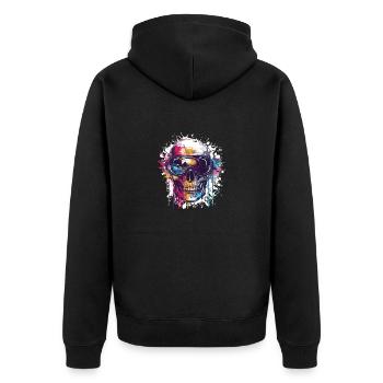 Ski Totenkopf Skibrille Skull - Unisex Premium Bio Zip Hoodie - Schwarz - Hinten - Nico (187cm)