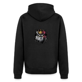 Owl Animal - Unisex Premium Organic Zip Hoodie - black - Back - Nico (187cm)