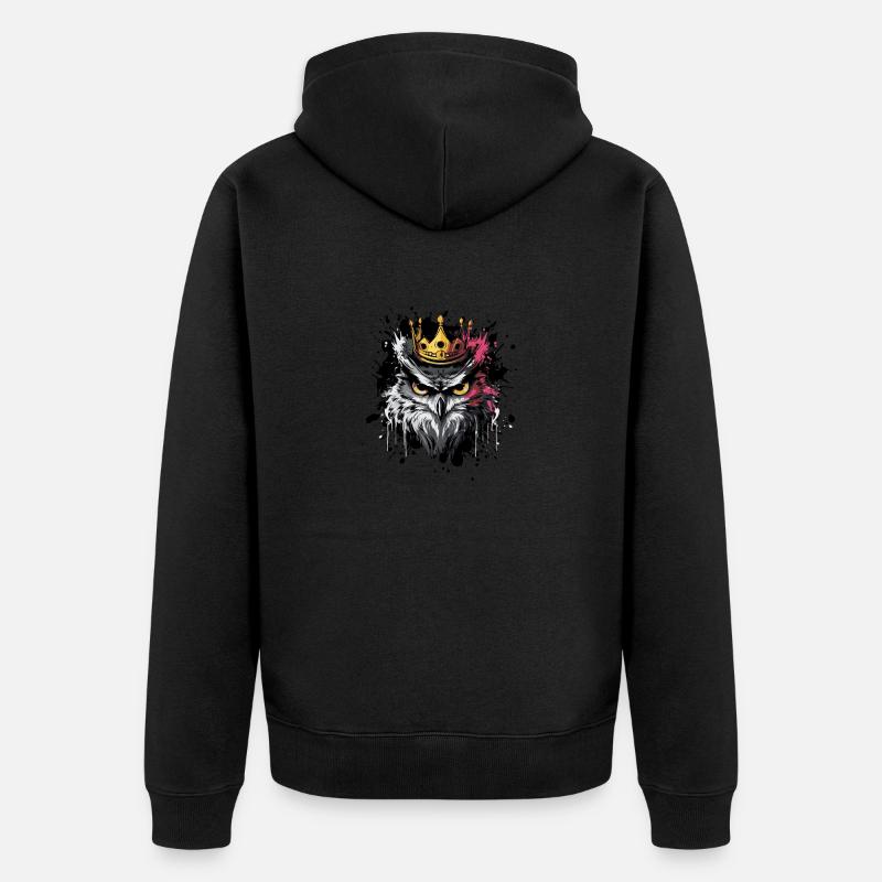 eule tier - Unisex Premium Bio Zip Hoodie - Schwarz