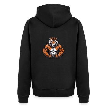 Tiger Beast Martial Arts MMA - Unisex Premium Bio Zip Hoodie - Schwarz - Hinten - Nico (187cm)