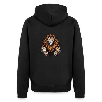 Leo Muscles - Unisex Premium Organic Zip Hoodie - black - Back - Nico (187cm)