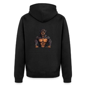Dog Muscles Fitness - Unisex Premium Organic Zip Hoodie - black - Back - Nico (187cm)