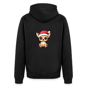 Chihuahua Hund Weihnachten - Unisex Premium Bio Zip Hoodie - Schwarz - Hinten - Nico (187cm)