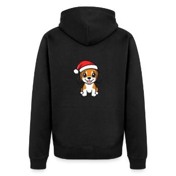Beagle Hund Weihnachten - Unisex Premium Bio Zip Hoodie - Schwarz - Hinten - Nico (187cm)