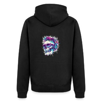 Punker Totenkopf Party - Unisex Premium Bio Zip Hoodie - Schwarz - Hinten - Nico (187cm)
