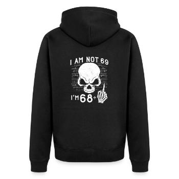 J’ai 68 ans et majeur - 69e anniversaire - Veste à capuche bio Premium Unisexe - noir - Dos - Nico (187cm)