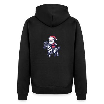 Zebra Santa Claus Cartoon - Unisex Premium Organic Zip Hoodie - black - Back - Nico (187cm)
