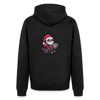 Eule Weihnachtsmann Cartoon - Unisex Premium Bio Zip Hoodie - Schwarz - Hinten - Nico (187cm)