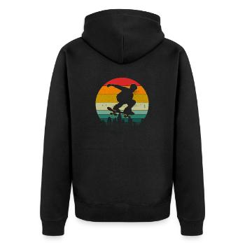 Retro Skate Longboarding Performing Tricks - Unisex Premium Organic Zip Hoodie - black - Back - Nico (187cm)